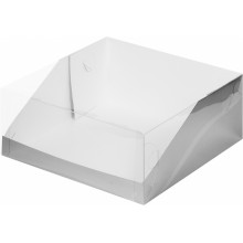 Короб картонный 310х235х100 белый с прозрачной крышкой